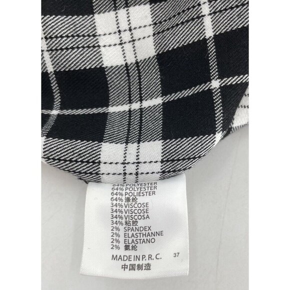 Brandy Melville Academia Skirt Black Plaid Check Stretch Slit See Measurements - Picture 9 of 9